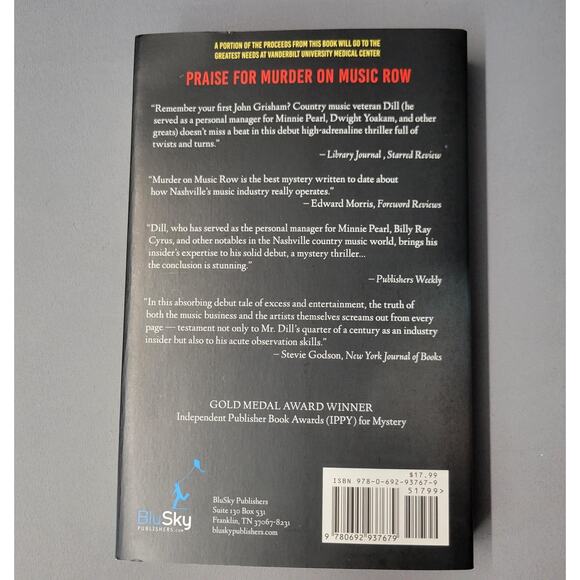 Murder On Music Row Stuart Dill Nashville Thriller Mystery Paperback 2019 Award - Picture 12 of 14